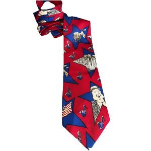 Vintage Political Bill Clinton "Vote Democrat" Mike Luckovich 1996 Mens Silk Tie